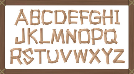 Set of wooden English alphabet text A-Z