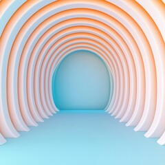 Fototapeta premium Futuristic abstract archway in soft pastel tones