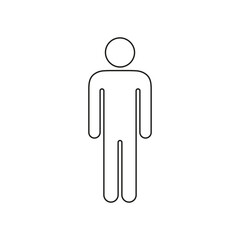 Person Icon Vector. Line Human Figure Outline. Standing Man Icon. Editable Stroke. Isolated Vector Illustration