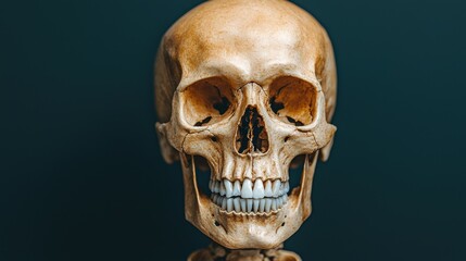 Fototapeta premium Realistic Human Skull Model on Dark Background