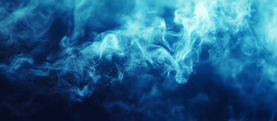 Obraz premium Ethereal Blue Smoke Swirls on Dark Background for Creative Designs and Visual Art