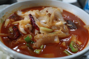 Spicy seafood noodles sold in Korea