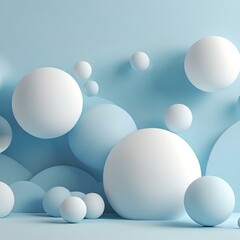 3D rendering of white spheres arranged on a vibrant blue background, creating a visually striking contrast.