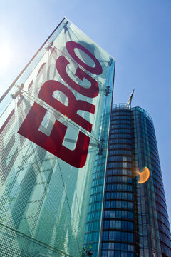 Signage in front of ERGO headquarters building at Dusseldorf, Germany