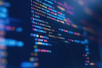 Colorful code displayed on a computer screen highlighting programming errors and solutions in a dark environment