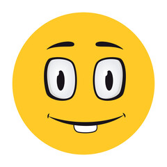 Cartoon faces. Funny face expressions, caricature emotions. Cute character with expressive eyes and mouth, vector smiley emoticon happy tongue emoticon