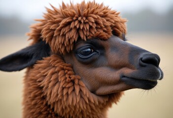Fototapeta premium Close-up detail of the brown fur of a Llama