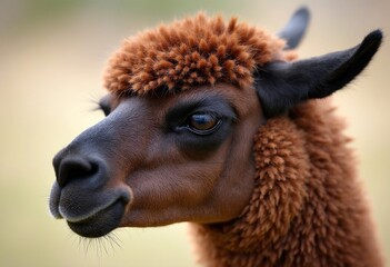 Fototapeta premium Close-up detail of the brown fur of a Llama