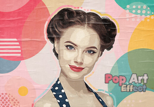 Pop Art Photo Effect With Abstract Circles Mockup. Generative Ai Background