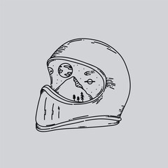 a drawing of a helmet with the word alien on it
