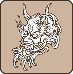 Art & Illustration tattoo and t-shirt design lineart hand drawn oni or hannya mask japanese illustration vector	
