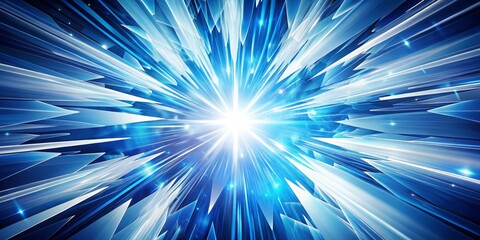 Abstract Blue and White Geometric Explosion with Glowing Light