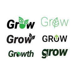 Set of Growth Green leaf logo.