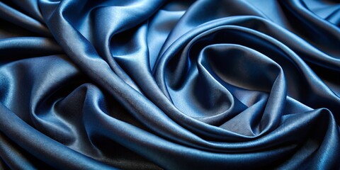 Fototapeta premium Abstract Blue Satin Fabric Texture A Swirling Symphony of Smoothness and Depth