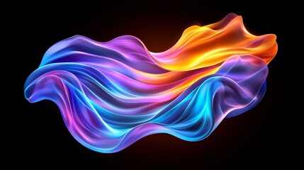 Obraz premium An illusionary effect created by vibrant 3D holographic shapes displayed on a black backdrop, ideal for contemporary art displays