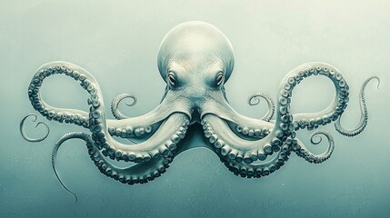 Obraz premium An octopus floats in the water, appearing as if it has been severed from the ocean floor