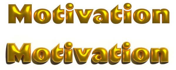 Gold 3D text Motivation with and without shadow. Perfect for motivational materials, personal development, and business promotions.