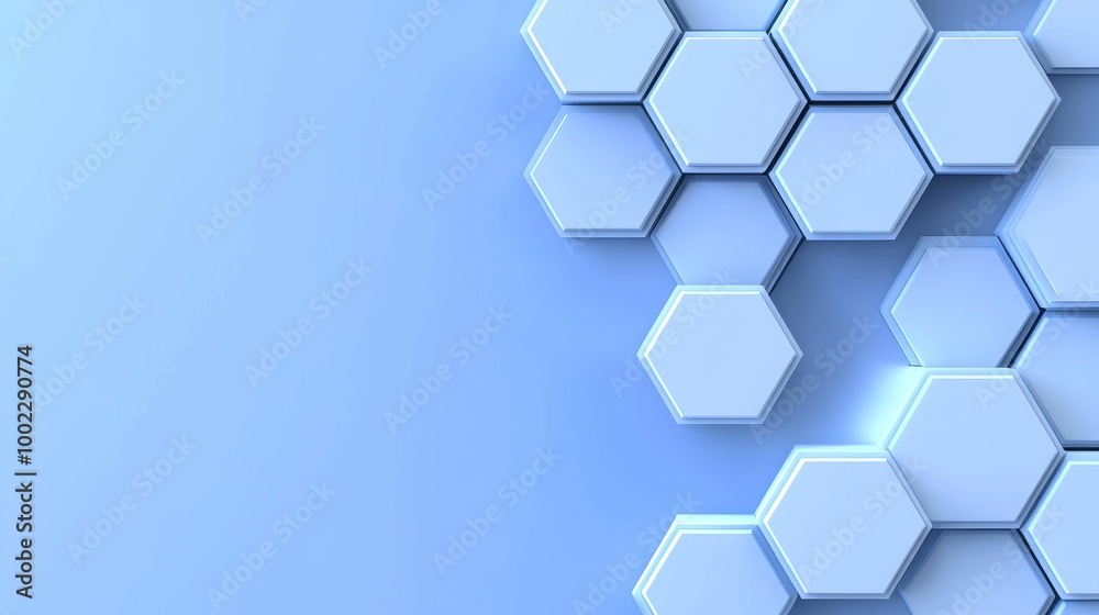 Poster modern abstract background created using blue hexagonal geometric shapes.