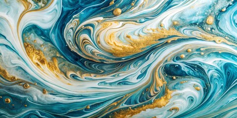 Fototapeta premium Abstract Swirling Blue and Gold Liquid Marble Art A Modern Canvas of Color and Texture