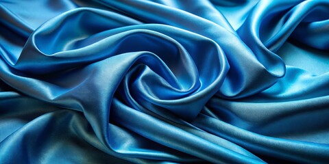 Fototapeta premium Abstract Swirling Blue Silk Fabric Texture - Close Up Macro Photography - Soft, Smooth, Luxurious - Shimmering - Gently Draped - Beautiful Background for Design - High Resolution