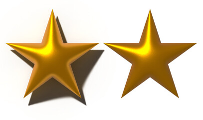 Obraz premium A 3D golden star on an empty background, with and without shadow. Ideal for awards, achievements, and festive decorations with a luxurious gold finish.