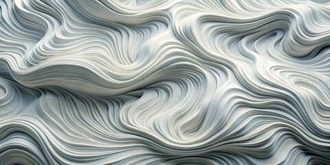 Fototapeta premium Abstract White Wave Pattern A 3D Rendered Study of Curving Lines and Minimalist Design