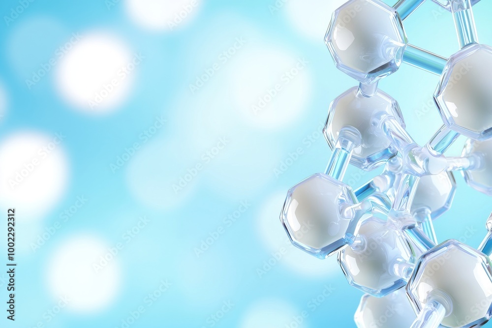 Poster the hexagonal shape is a symbol of science and technology, combining geometric shapes with a hexagon