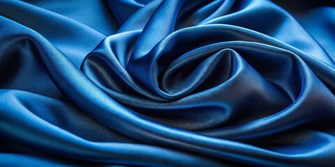 Obraz premium Blue Satin Fabric Draped in Abstract Swirls - A Textured and Smooth Surface of Luxury - Close-up Macro Photography