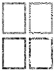 Textured Black Frames Set, Photo Frame, Transparent, Rectangles, Boxes