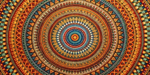 Obraz premium Circular Mosaic Pattern in Rich Colors and Intricate Design - A Visual Tapestry of Ancient Craftsmanship