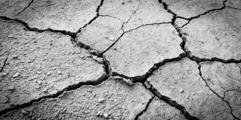 Cracked Earth A Close-up of Nature's Scars in Black and White