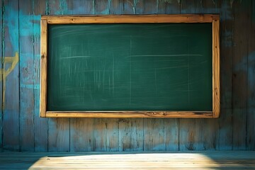 Wooden framed school greenboard. Copy space image. Place for adding text and design