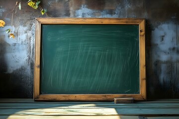 Wooden framed school greenboard. Copy space image. Place for adding text and design