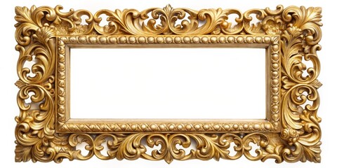 Gilded Ornate Frame A Detailed Gold Frame with Intricate Flourishes and a White Background