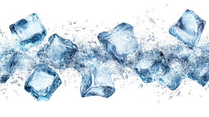 ice cubes in water isolated on white background