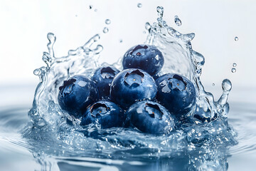 Blueberries Splashing in Water - Photo