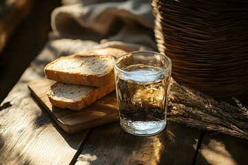 Fasting with only bread and water is associated with the Biblia which is synonymous with the Holy Bible Copy space image Fasting bread water Biblia Holy Bible