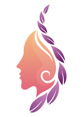 Beautiful, Elegant Silhouette of Women Adorned with Colorful Floral Designs and Patterns. Beauty logo design