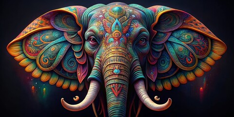 Fototapeta premium Ornamental Elephant Head A Psychedelic Masterpiece