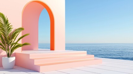 Geometric 3D rendering. Surreal composition. Balance concept. Poster, cover, branding, banner, placard, and banner design.