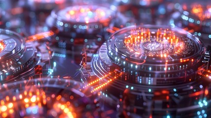 Obraz premium Quantum Internet Powered by Superconducting Circuits Visualized as a Futuristic Network