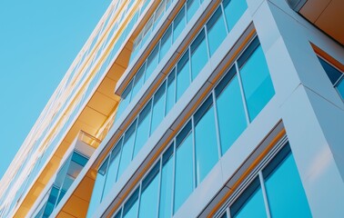 Obraz premium An abstract architectural drawing of geometric shapes and buildings in a fullframe modern urban office with blue glass windows
