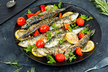 Grilled or baked sardines.