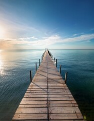 Wooden pier extending to the horizon
