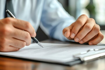 Close-up of a Person's Hand Signing a Document with a Pen