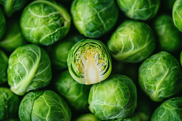 Fototapeta premium close up of Brussels sprouts, , full frame, food advertising