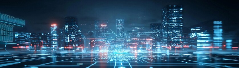 49. AI-controlled city, advanced infrastructure, futuristic technology, digital networks