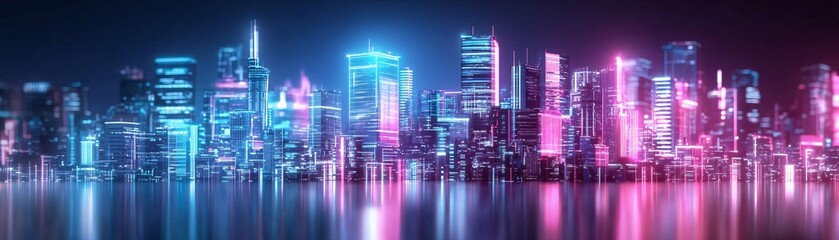 2. AI-powered metropolis, neon lights, advanced technology, digital society