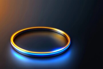 Fototapeta premium Stock image of a blue and yellow abstract circular interface.