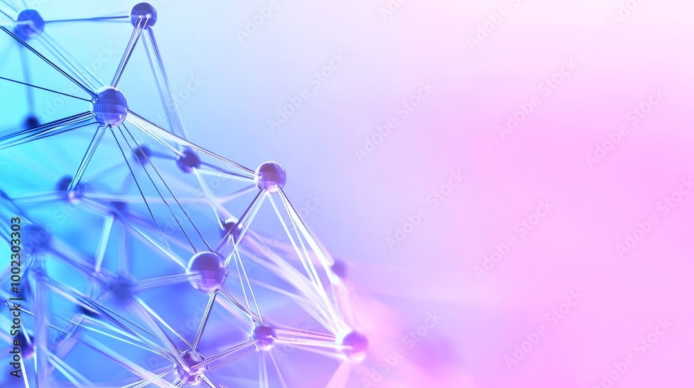 Poster this abstract illustration features connected lines and dots, wave flow, digital neural networks. a 